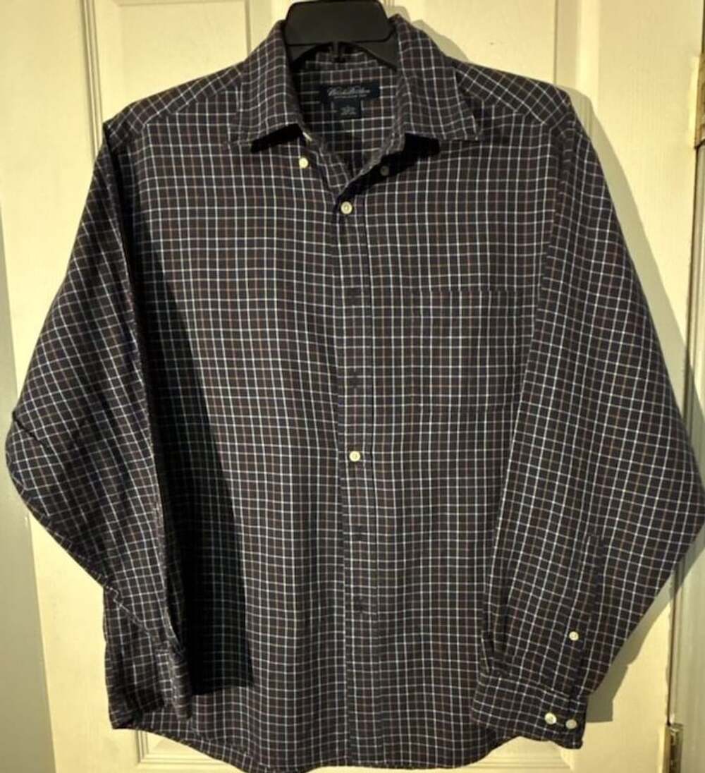 Brooks Brothers Button Up Shirt Size L Navy Plaid Long Sleeve